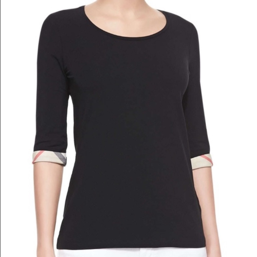 BURBERRY Black 3/4 Sleeve Shirt Medium